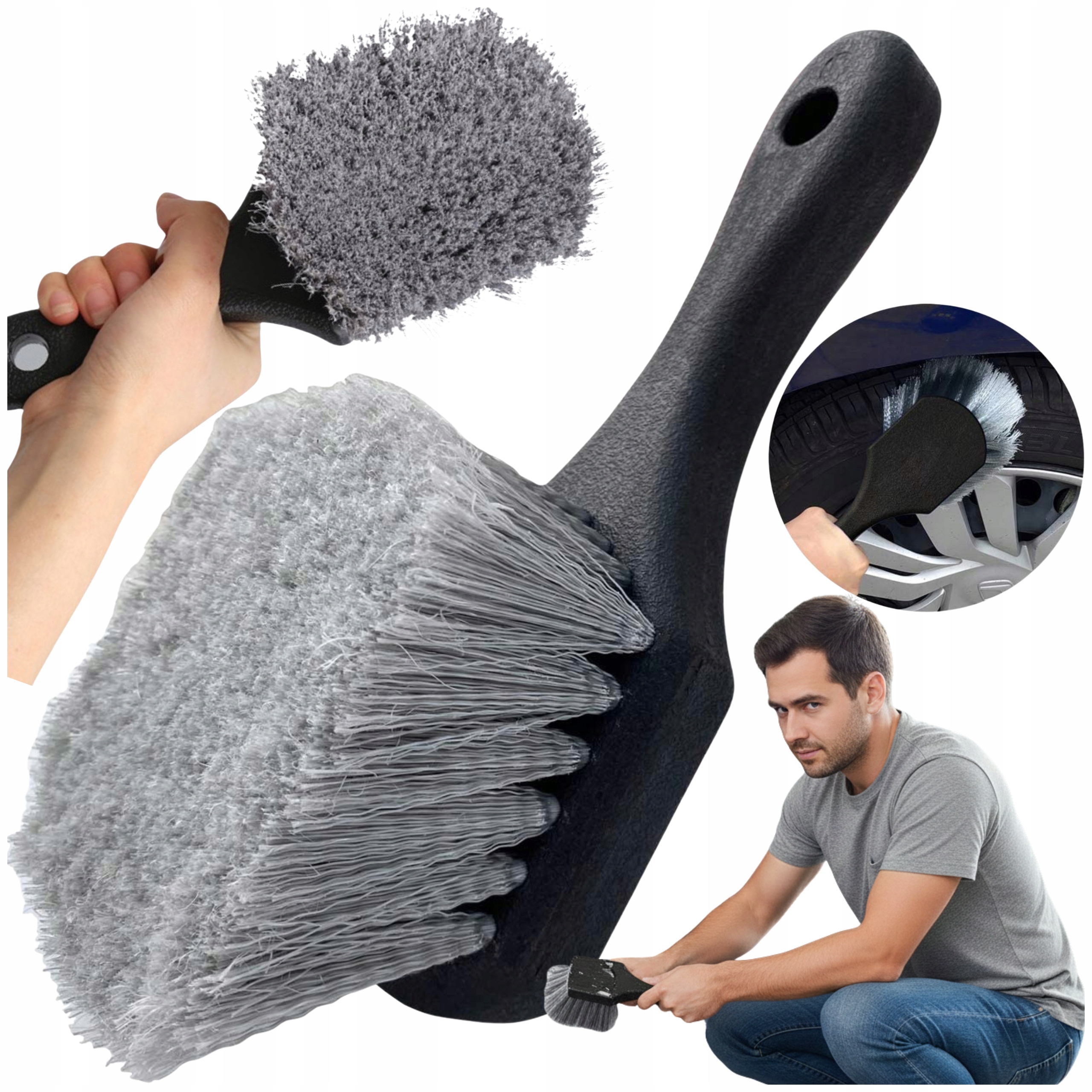 Miękka Delikatna Poręczna Szczotka do Mycia Czyszczenia Kół Auta Opon Felg