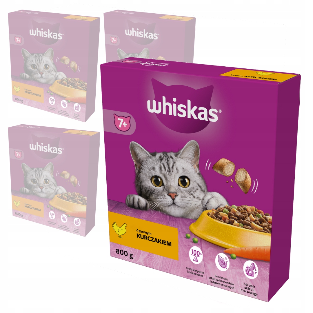 Levně Whiskas Senior 4x800g Suché Krmivo pro starší kočky s kuřecím masem