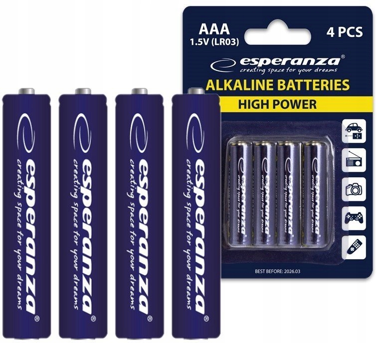 

Baterie Alkaliczne Aaa LR03 Małe Paluszki R3 4 Szt
