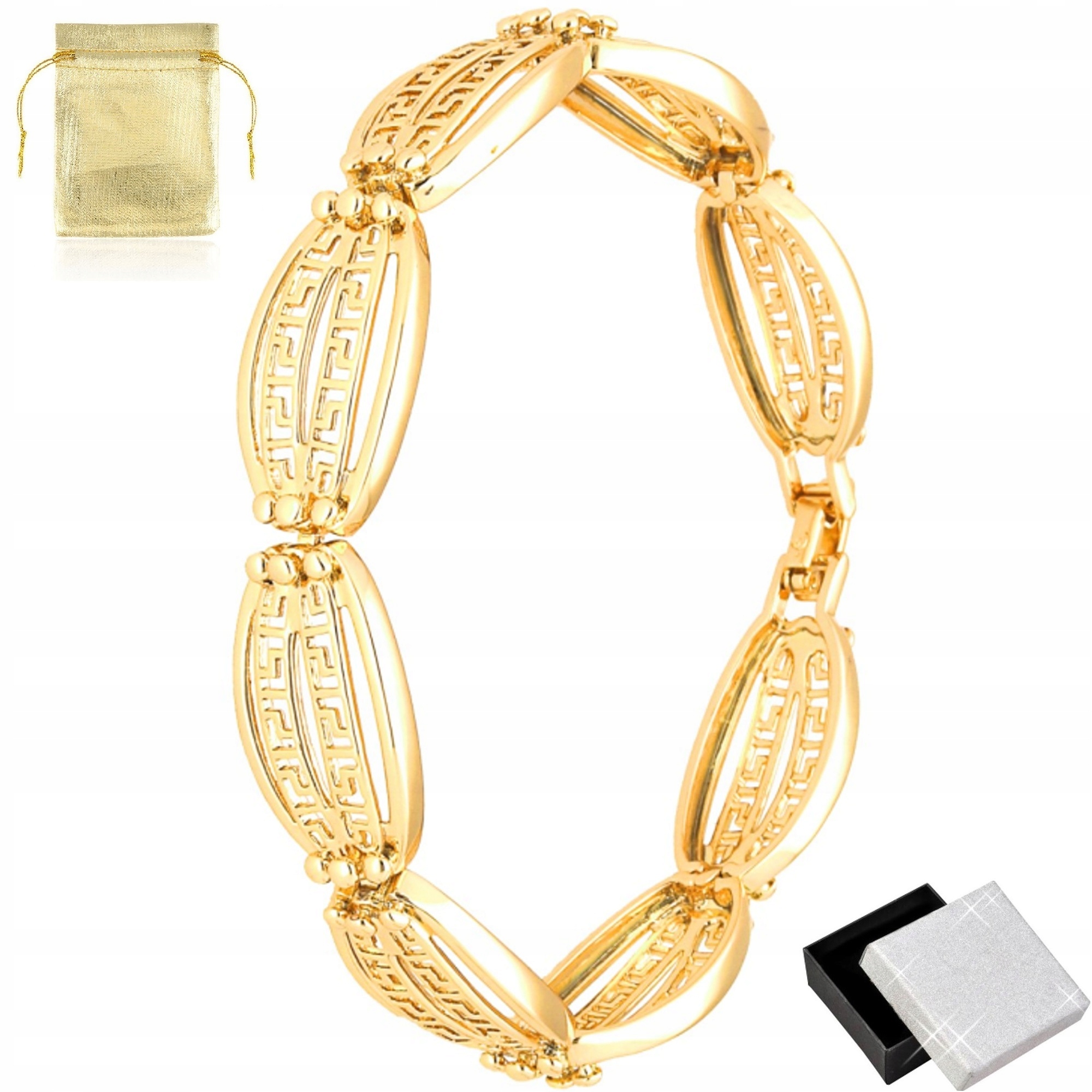 

Piękna Złota Bransoletka Damska Grecka 18K