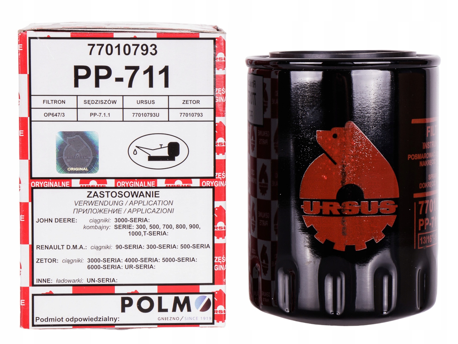 Filtr oleju silnikowego PP711 ZETOR Oryginał Ursus Producent części Ursus
