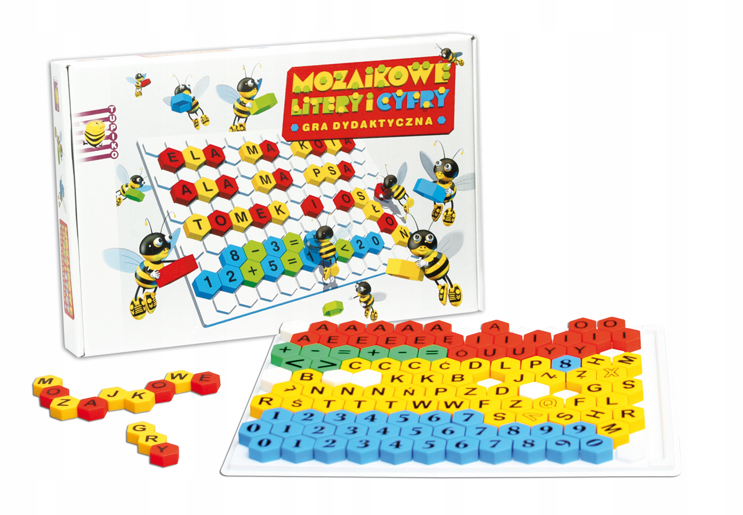 GRA EDUKACYJNA MOZAIKOWA UKŁADANKA LITERY CYFRY