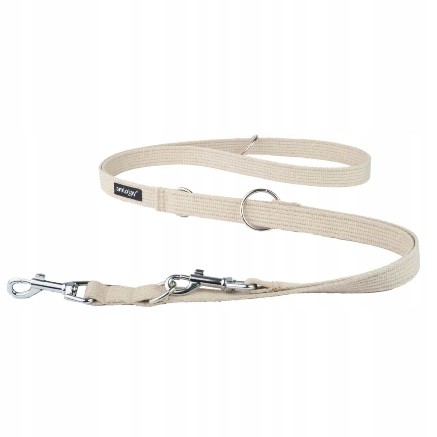 

amiplay Smycz Bawełna Cotton 6w1 M 1-2m/2cm Beżowy