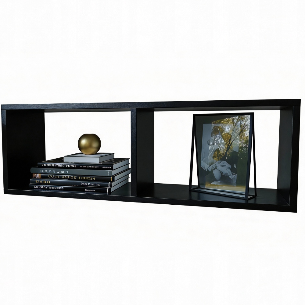 Závěsný regál, závěsná nástěnná police, černá, 80x30x20