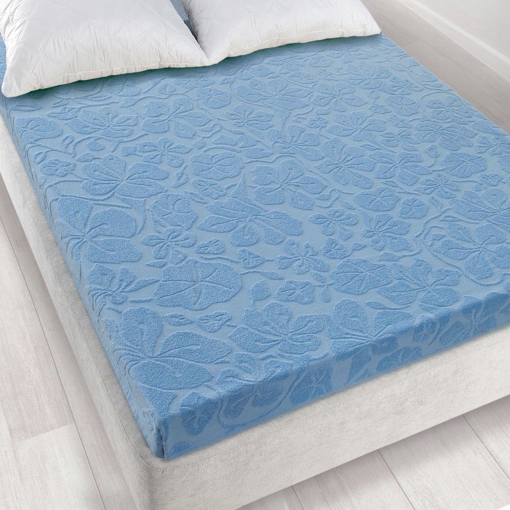 Froté prostěradlo bez gumičky 175x220 modré Tulipán Zwoltex