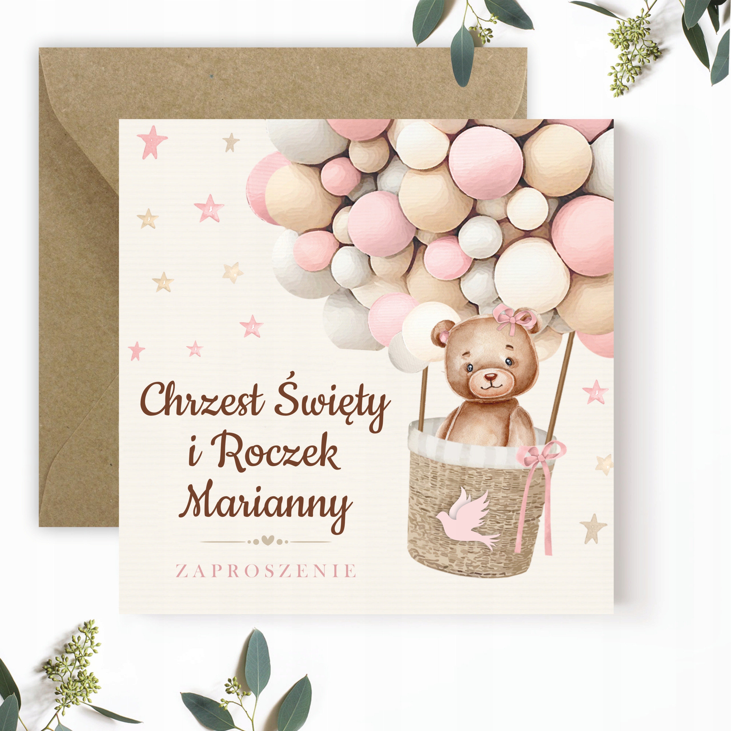 ZAPROSZENIA NA CHRZEST I ROCZEK + IMIĘ + KOPERTA Rodzaj chrzest