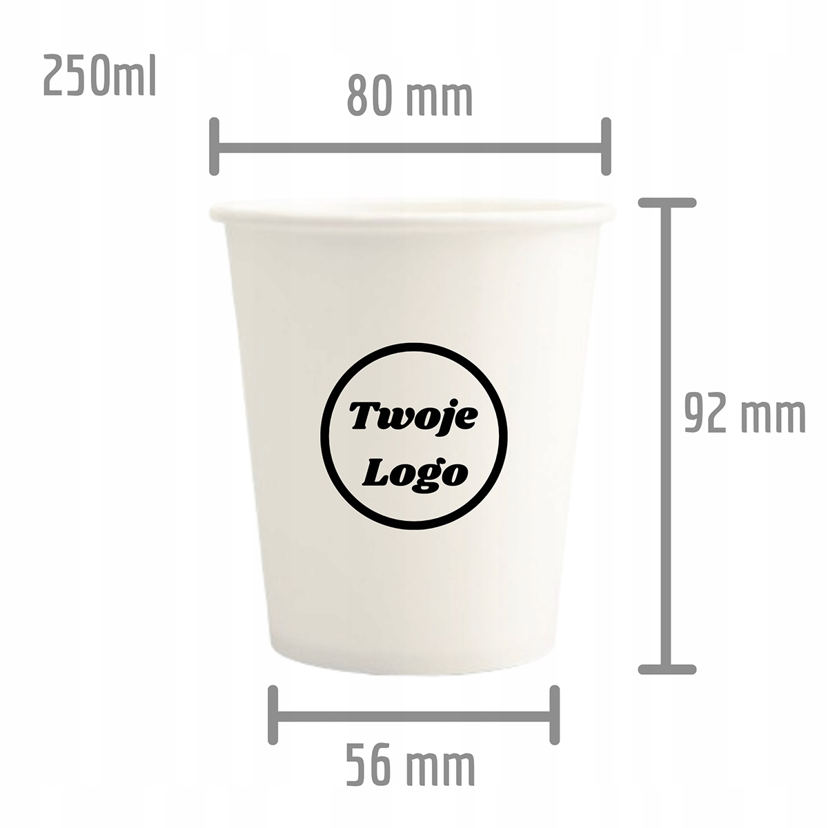 Personalizované papírové kelímky o objemu 250 ml s potiskem 1000 kusů