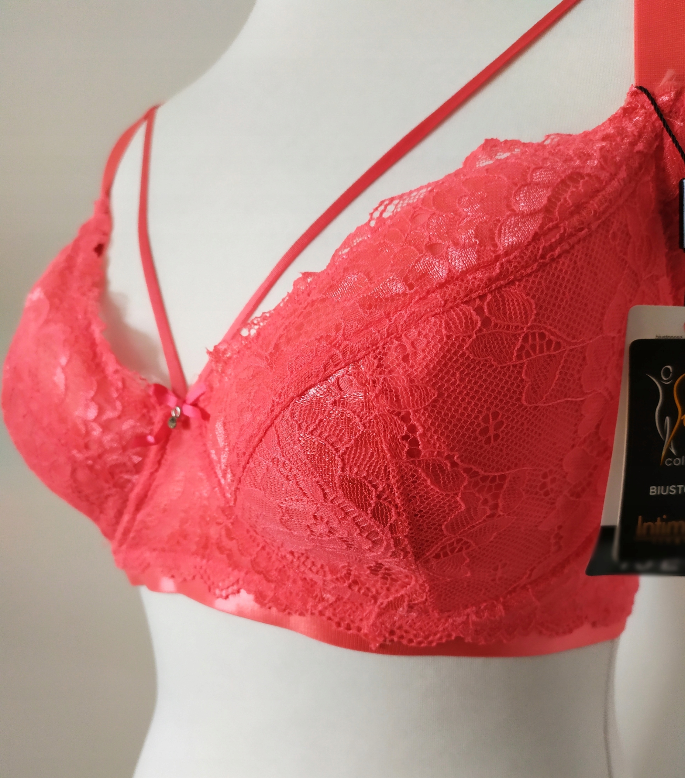 Biustonosz 90D stanik półusztywniany malina paski Rozmiar 90D