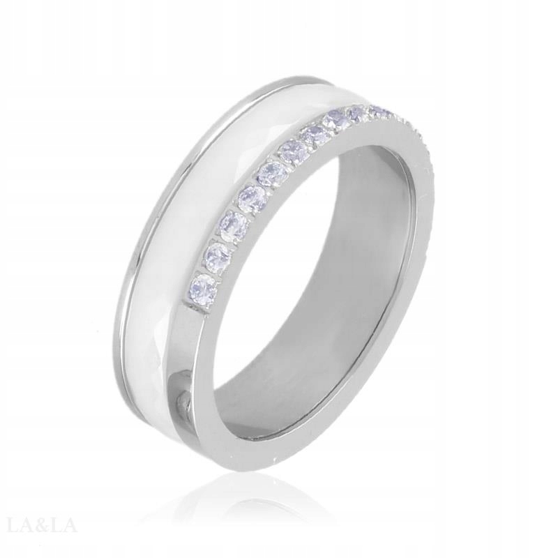 Obrączka cramiczna z kryształkami Xuping