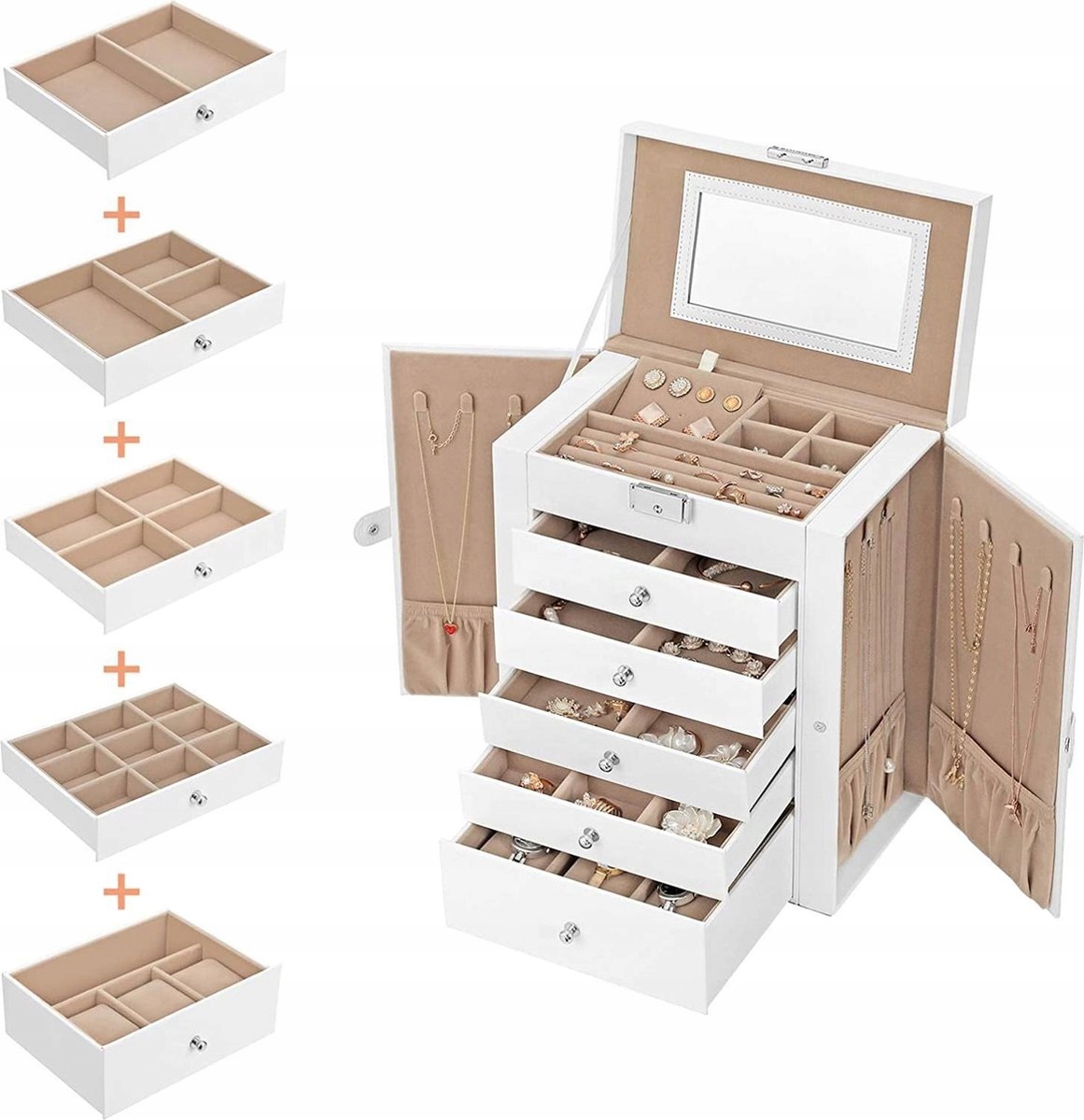 Šperkovnice Na Bižuterii Na Vánoce Velká 6-ÚROVŇOVÁ Jako Dárek Bílá