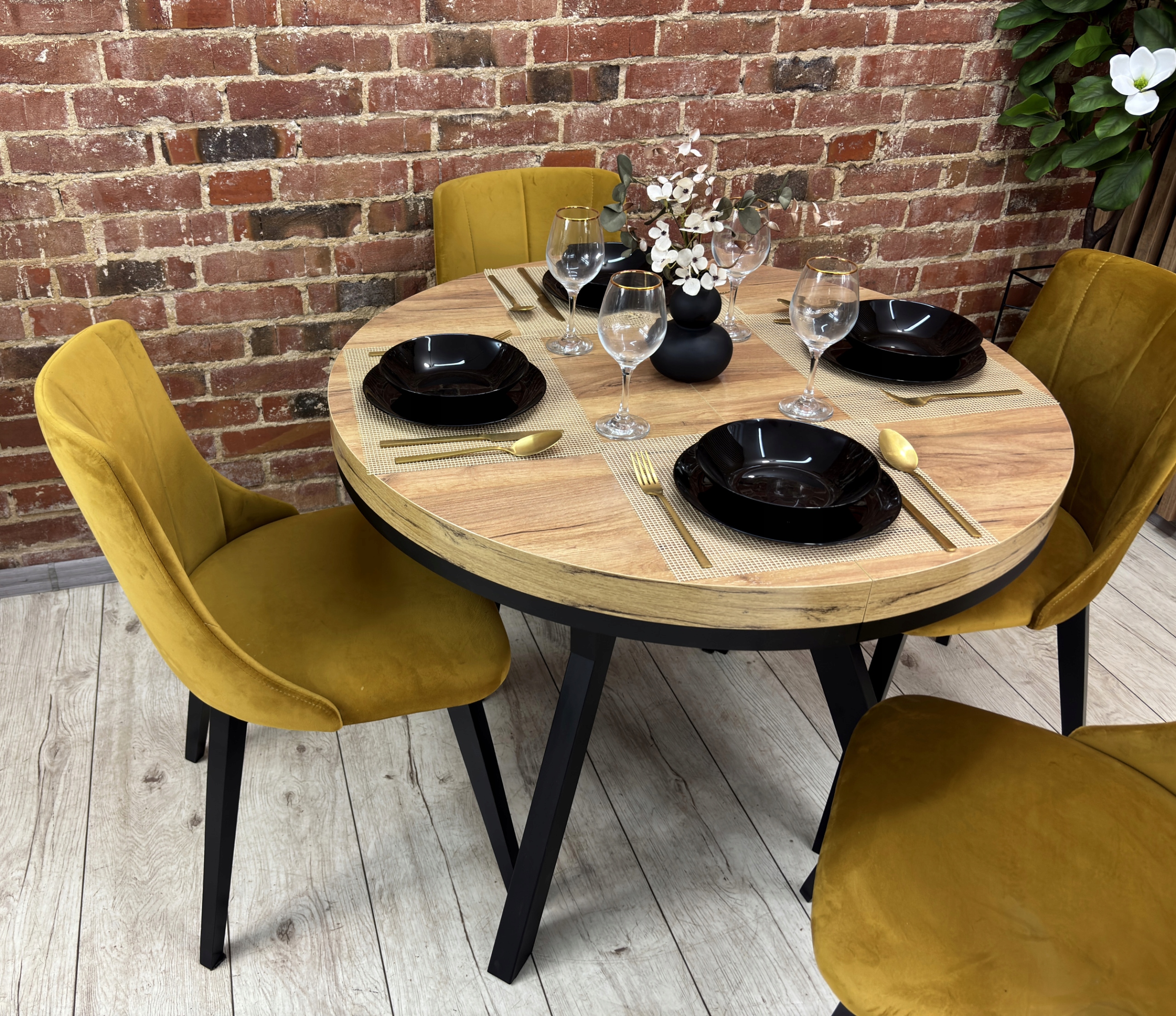 Stół okrągły 100 rozkładany do 200 cm LOFT metalowe nogi gruby blat Stan opakowania oryginalne