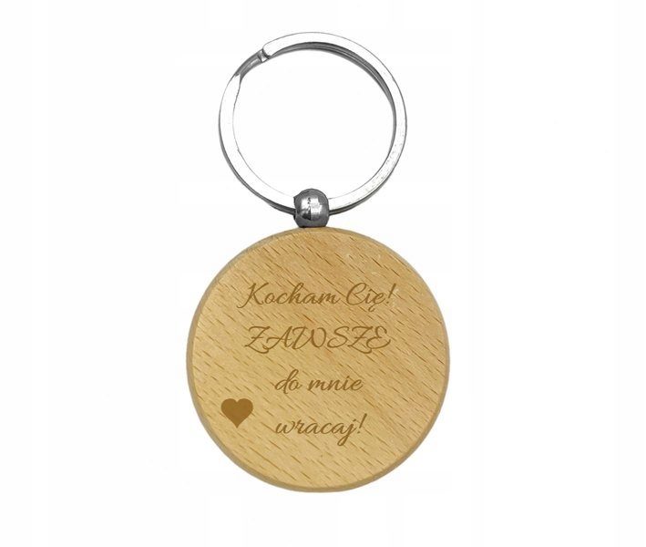 

Drewniany okrągły brelok do kluczy z Grawerem