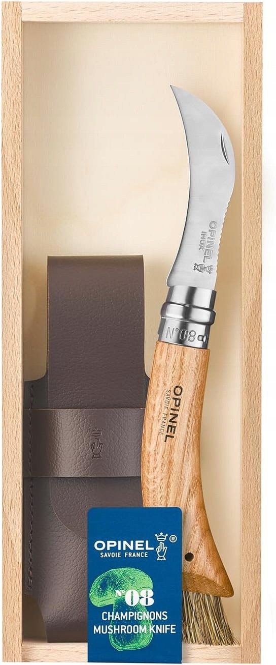 Nůž houbaře Opinel No 08 dub kartáček pouzdro a krabička
