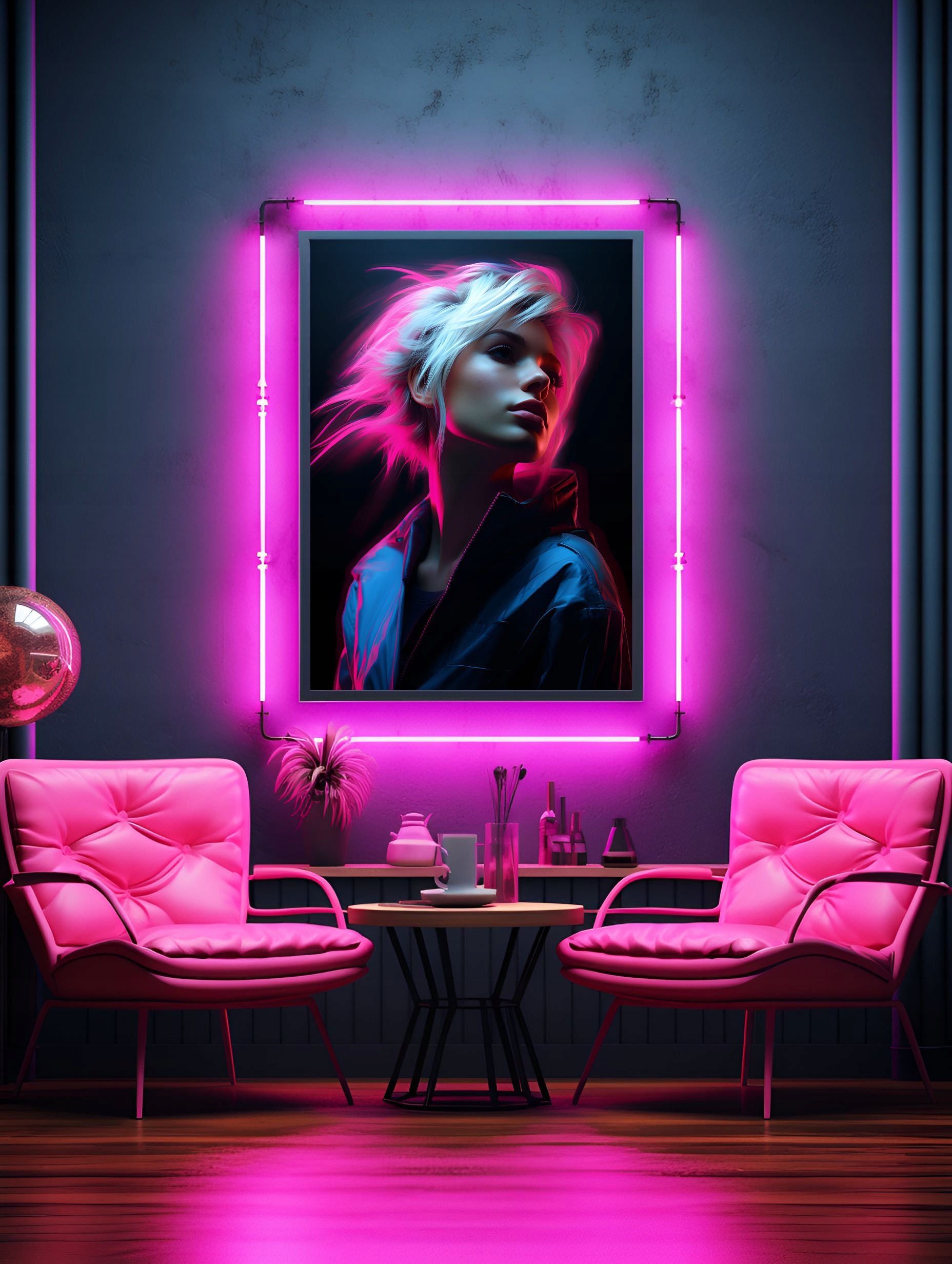 Plakat na Ścianę Obraz Neonowa Kobieta Sztuka Neon 40x50 cm Premium ElliveX Marka inna