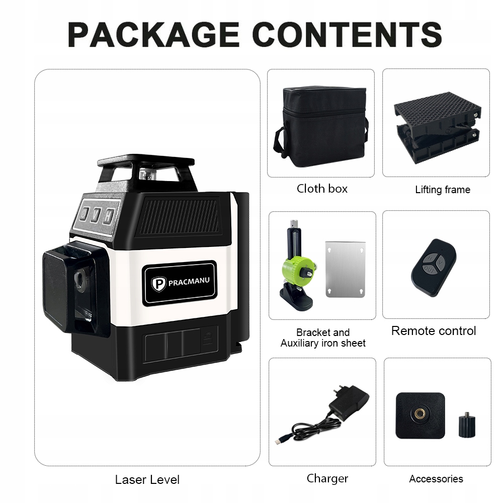 Levně Pracmanu Mini Laser úroveň 12 řádků úroveň 3D