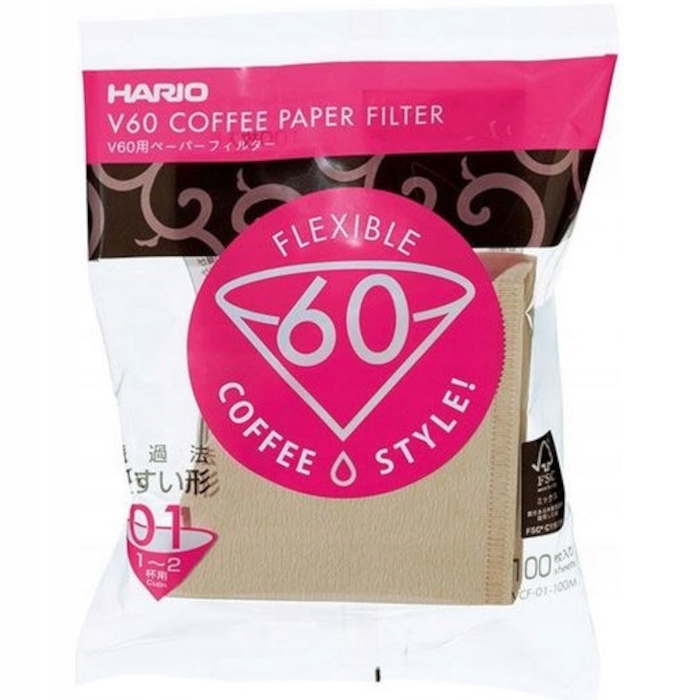 

Filtry brązowe papierowe dripa Hario V60-01 100szt