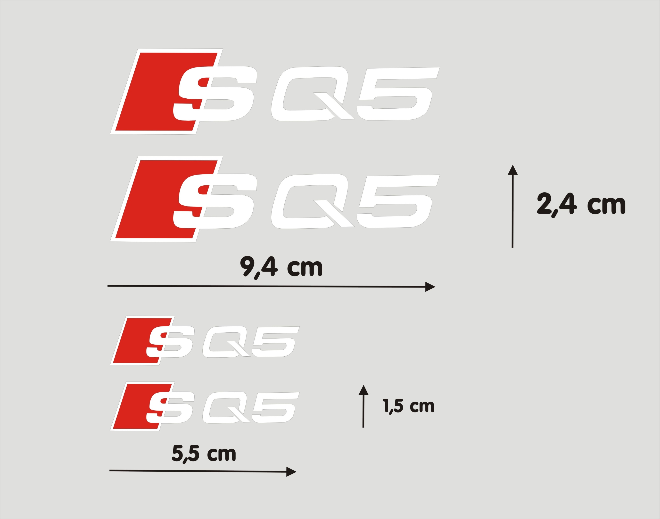 Audi SQ5 Komplet 4 Naklejek Na Zaciski Hamulcowe Przód Tył Htemp 8LAT Białe