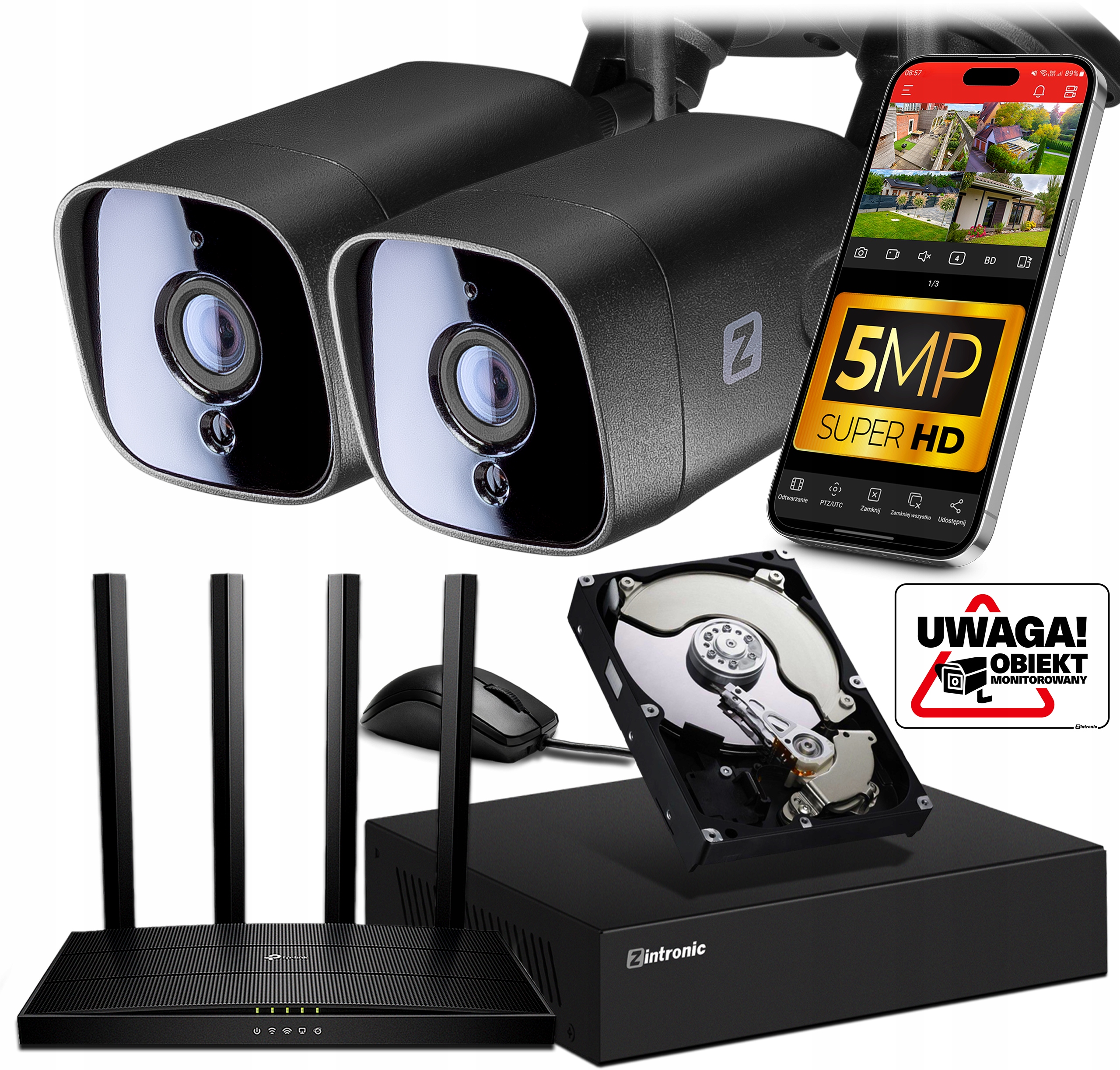 Sada pro Monitorování 2 Kamery (černá) 5MPx Ip WiFi 1TB+ router