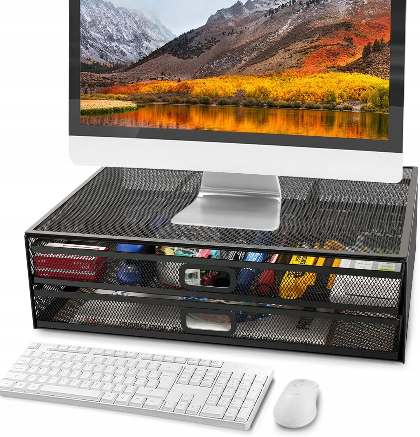

Podstawka loft czarna pod monitor z przybornikiem