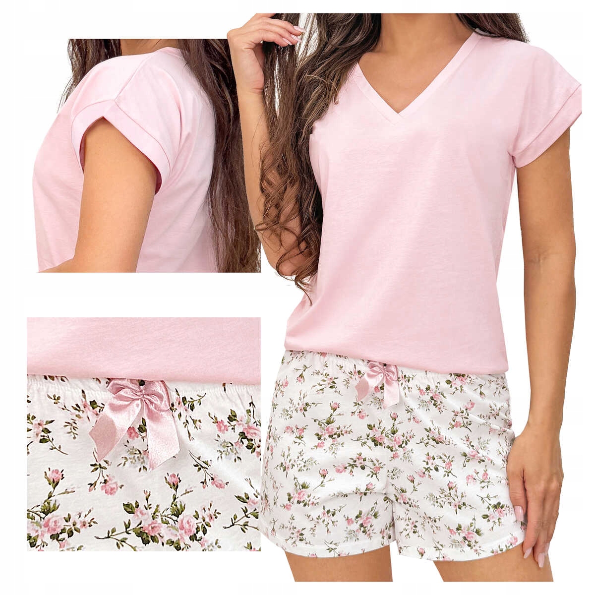 Donna Dámské bavlněné pyžamo s krátkým rukávem Emilia short pudrová růžová 2XL