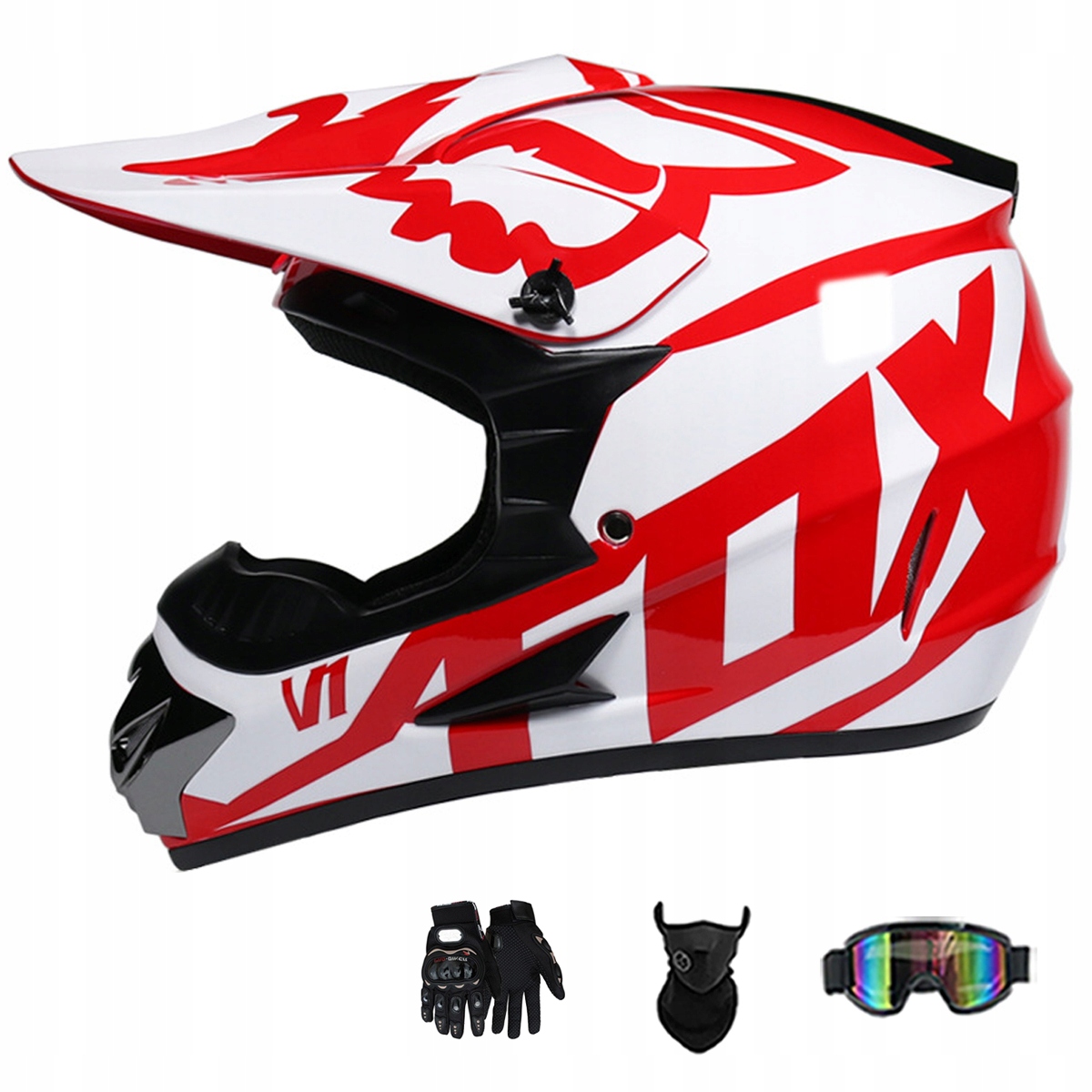 Motocyklová Přilba Lehká Enduro Quada Brýle Rukavice Maska XL