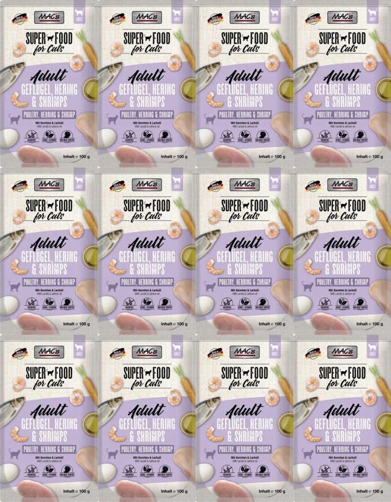 MAC's Cat kapsička Drůbež, sleď, krevety 12 sáčků 100 g