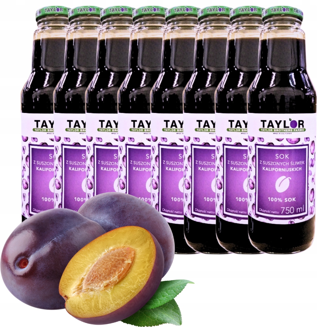 8x Sok śliwkowy z suszonych śliwek kalifornijskich 750ml Taylor zestaw
