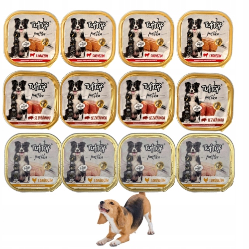 Levně Tuftuf Vlhké Krmivo Krmivo Pro MIX Chutí Příchutí 24 x 300 g