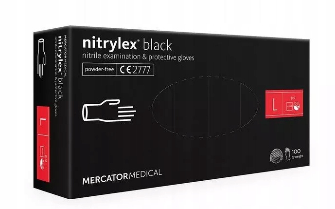 100 x Rękawiczki nitrylowe CZARNE Nitrylex Black L