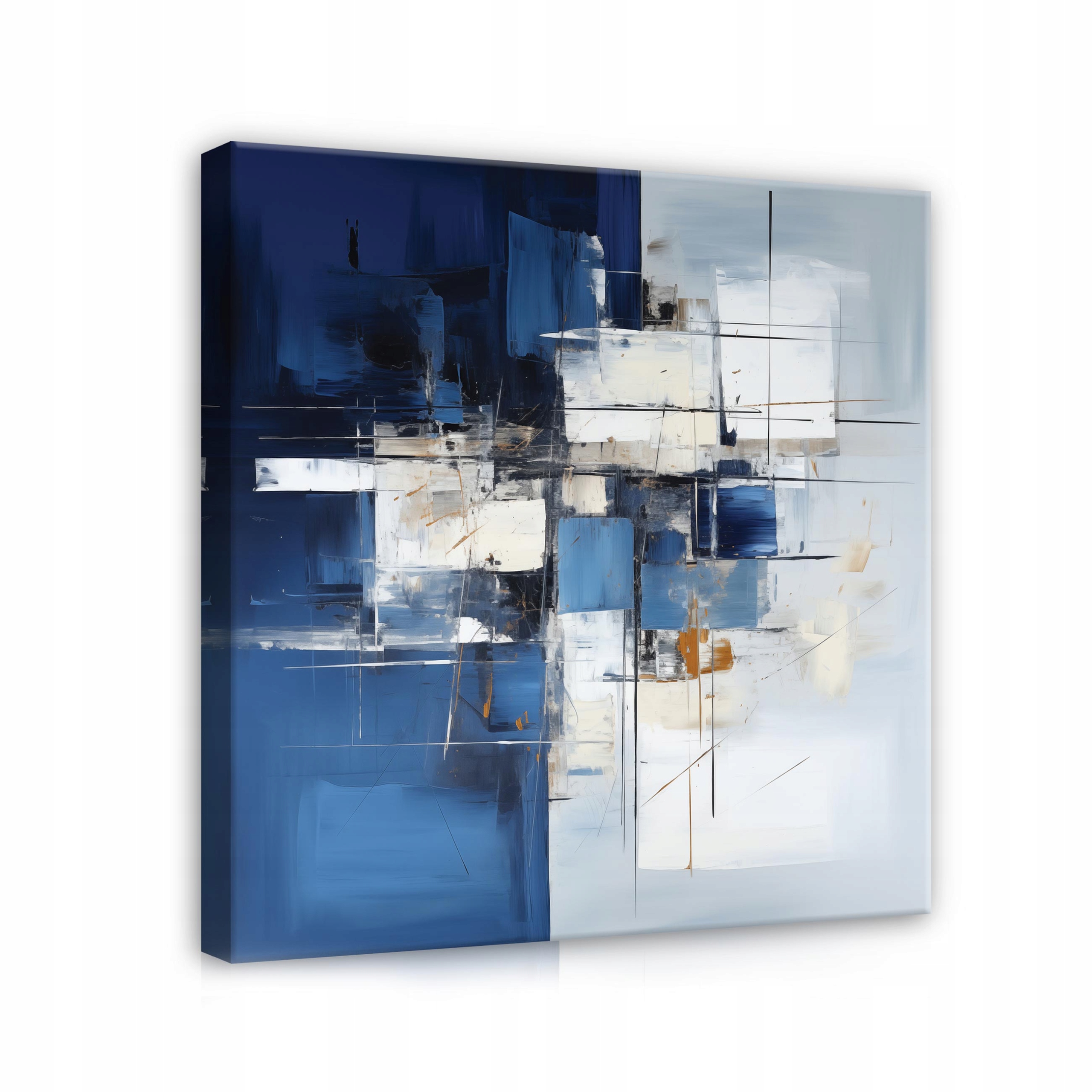 Obraz Abstrakce Modrý Šedý Čtverec Na Plátně Stěna Do Obývacího Pokoje 80x80