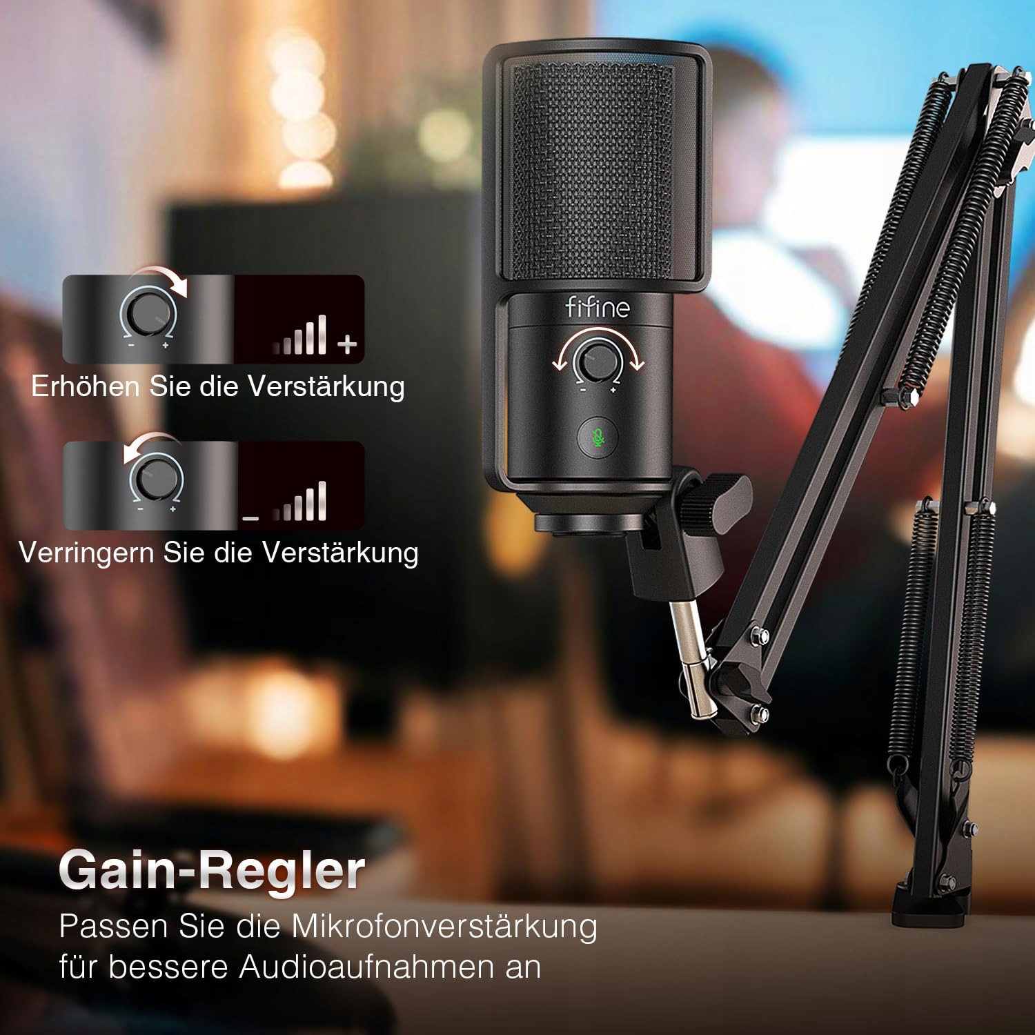 FIFINE Zestaw Mikrofon USB z Przyciskiem Wyciszenia T669PRO1 — miniatura 4