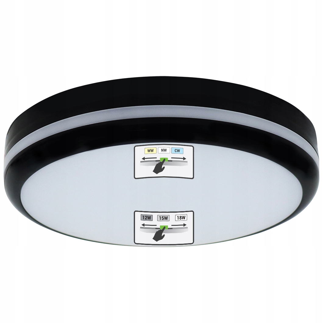 Venkovní Lampa Stropní Svítidlo Zahradní Na Balkon Terasa Led 12W/15W/18W Cct Černá