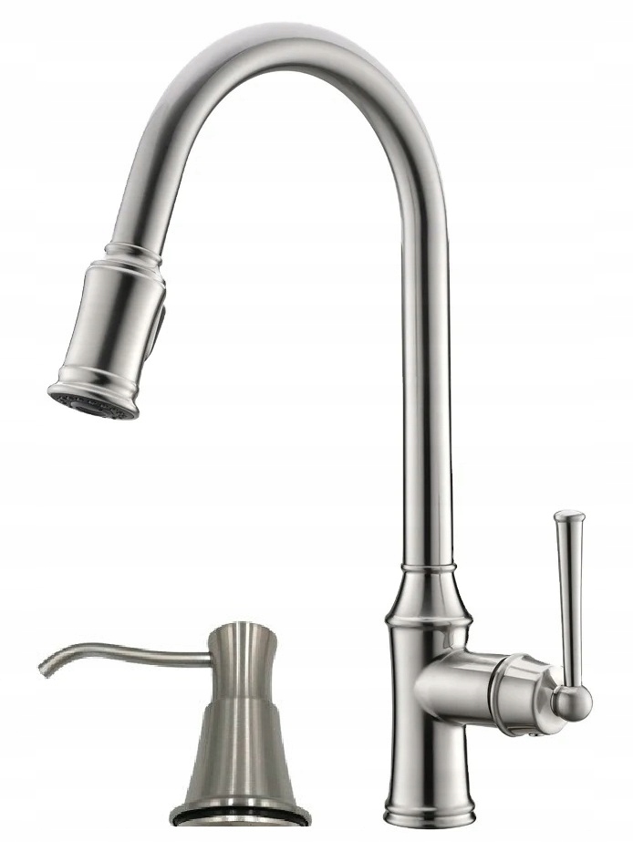 Kuchynská batéria Inox Oceľ IX Retro Dena Oceľový výtok Ww Dávkovač Inox