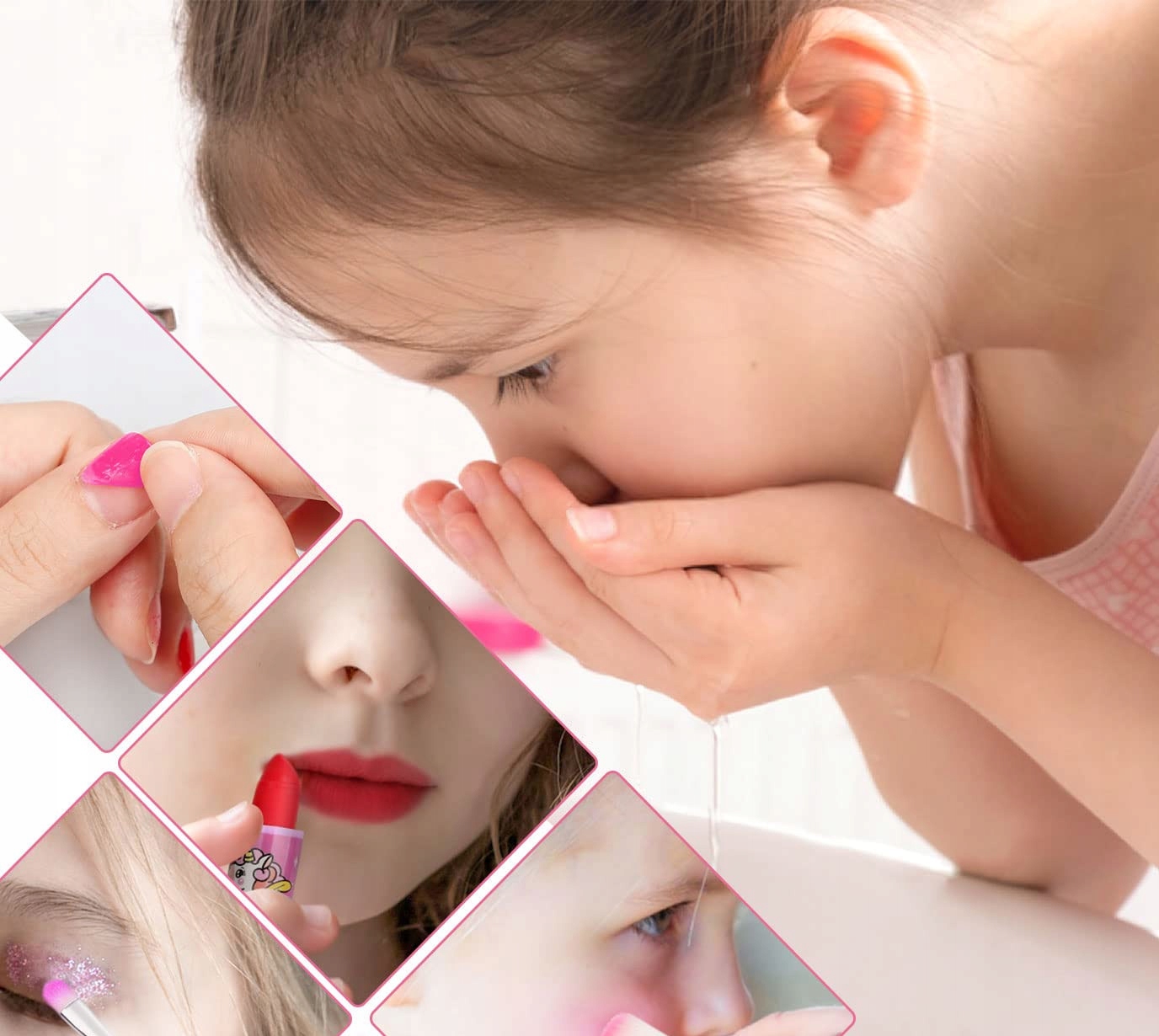 KUFEREK Z KOSMETYKAMI ZESTAW DO MALOWANIA MAKIJAŻU DLA DZIECI KOSMETYKI Materiał plastik