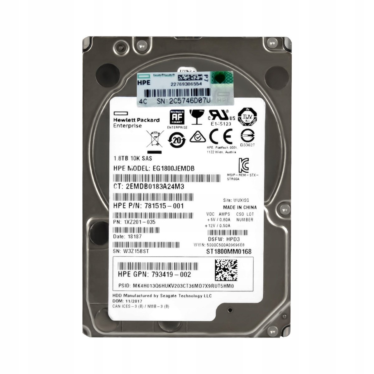Hp 781515-001 1.8TB 10K 128MB SAS-3 2.5'' EG1800JEMDB