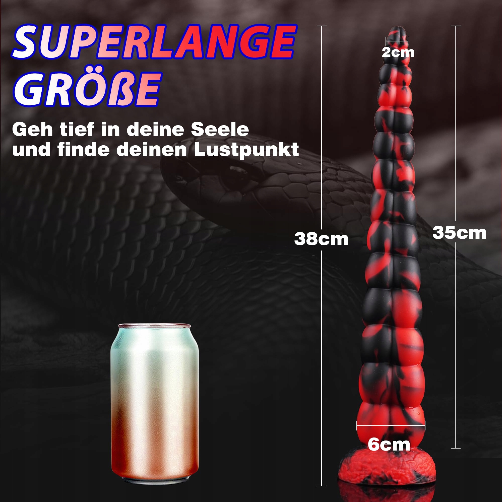 MONSTER Dildo 38CM Fantasy Alien Smok Analny Długi Z Przyssawką — miniatura 3