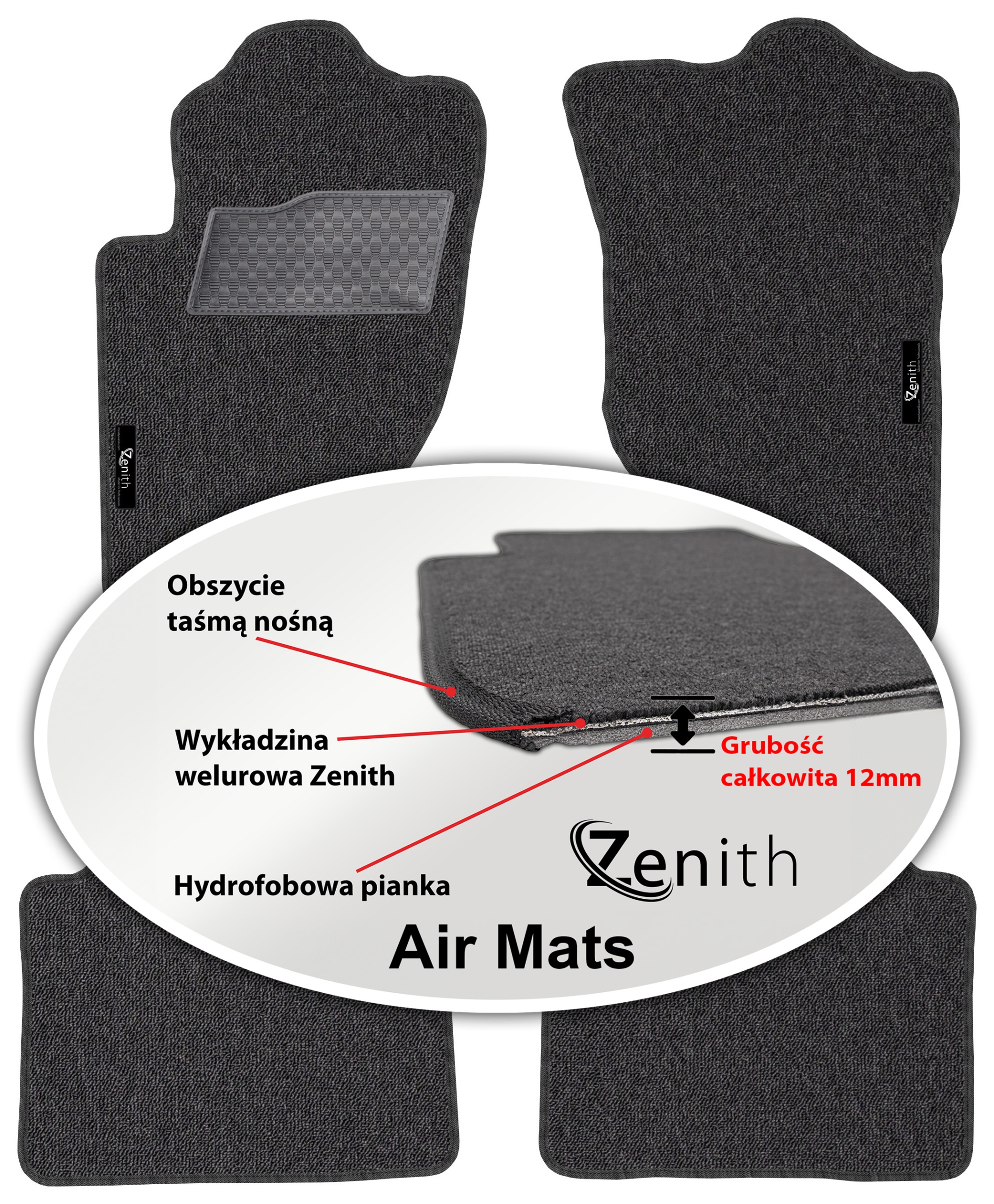 Kia Sorento I 2002-2009 Velúrové koberčeky do auta Zenith Air Mats
