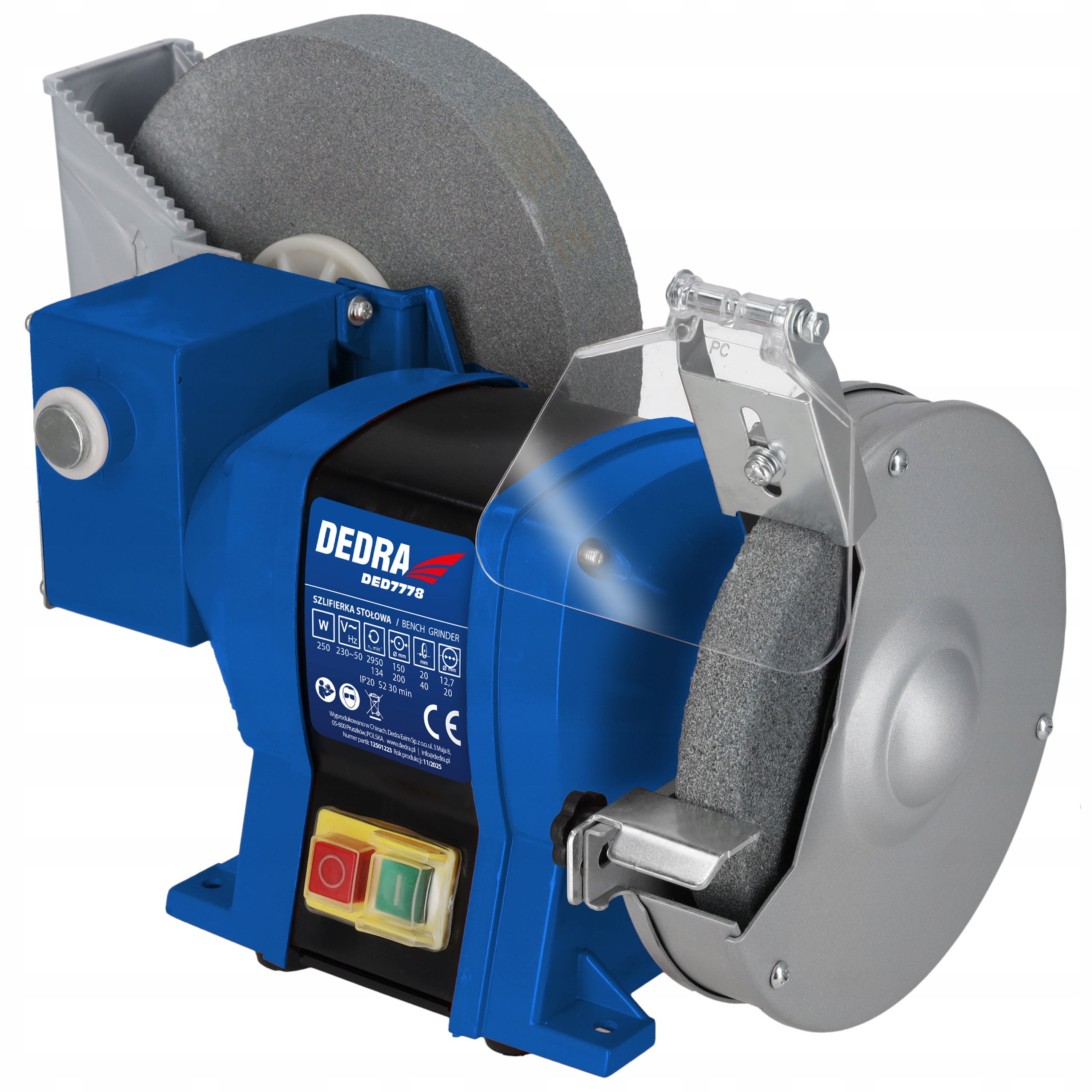 Szlifierka stołowa dwutarczowa 250W Dedra DED7778,do pracy na sucho i mokro