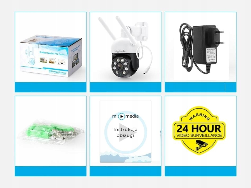 KAMERA ZEWNĘTRZNA OBROTOWA BEZPRZEWODOWA IP WiFi 4X ZOOM 4MPx 4MP SMART HD Kod producenta OBROTOWA KAMERA IP WIFI MONITOROING ALARM SD