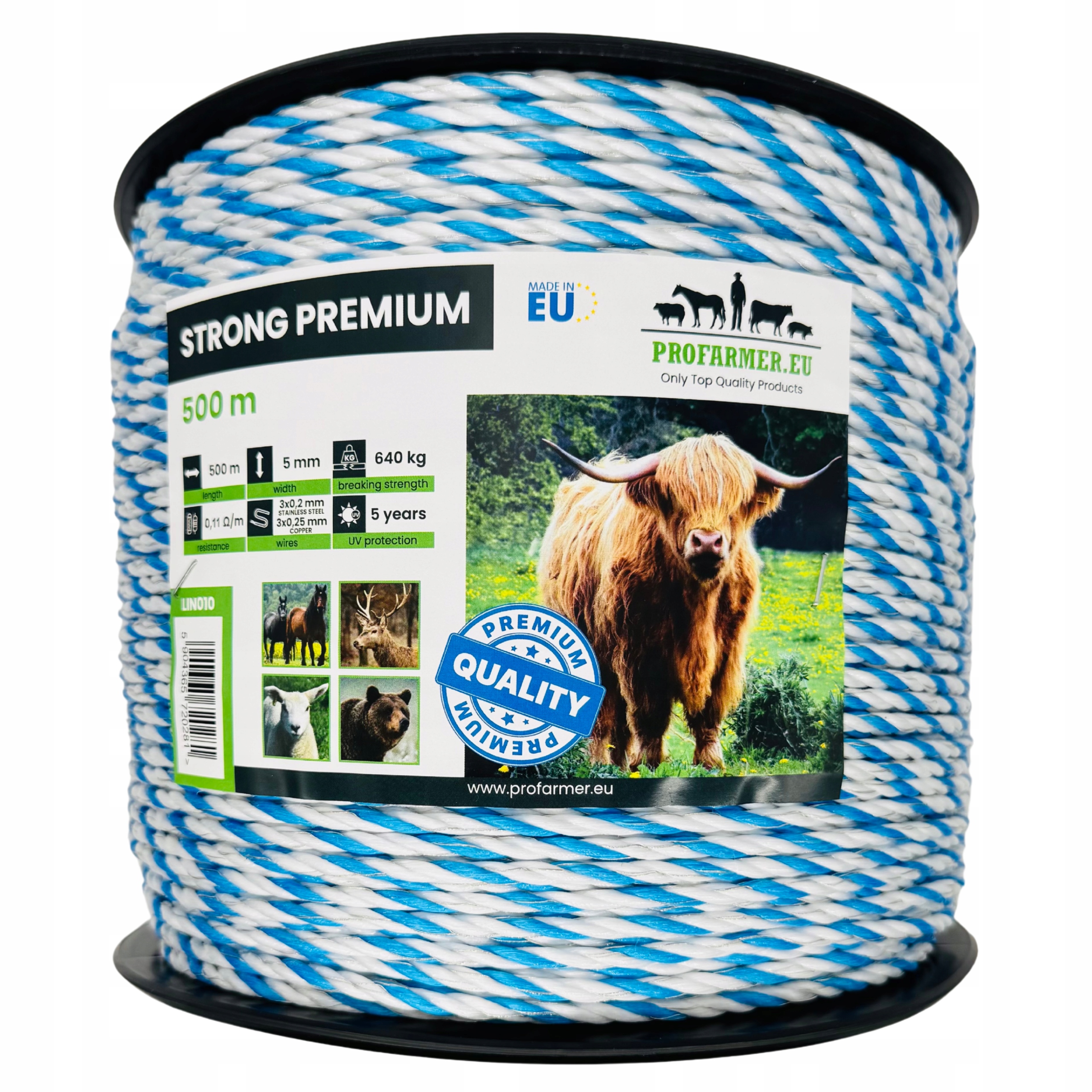 Pastuch Elektryczny Mocna Trwała Lina Plecionka Linka Drut 5MM 500M