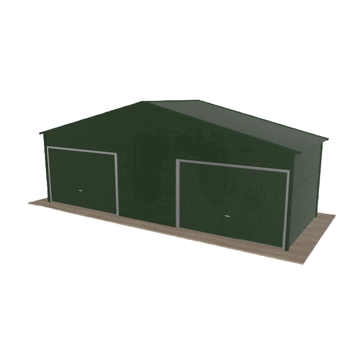 Plechová garáž 8x3 m dvoupolohová, dvoupolohová, zelená
