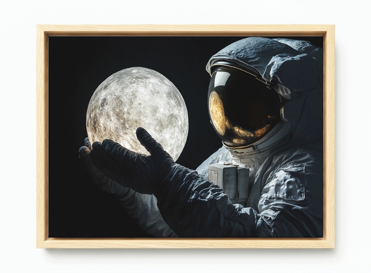 Obraz Rám Americký Box Astronauta Cestovatel Měsíc Vesmír Světlo 60x40