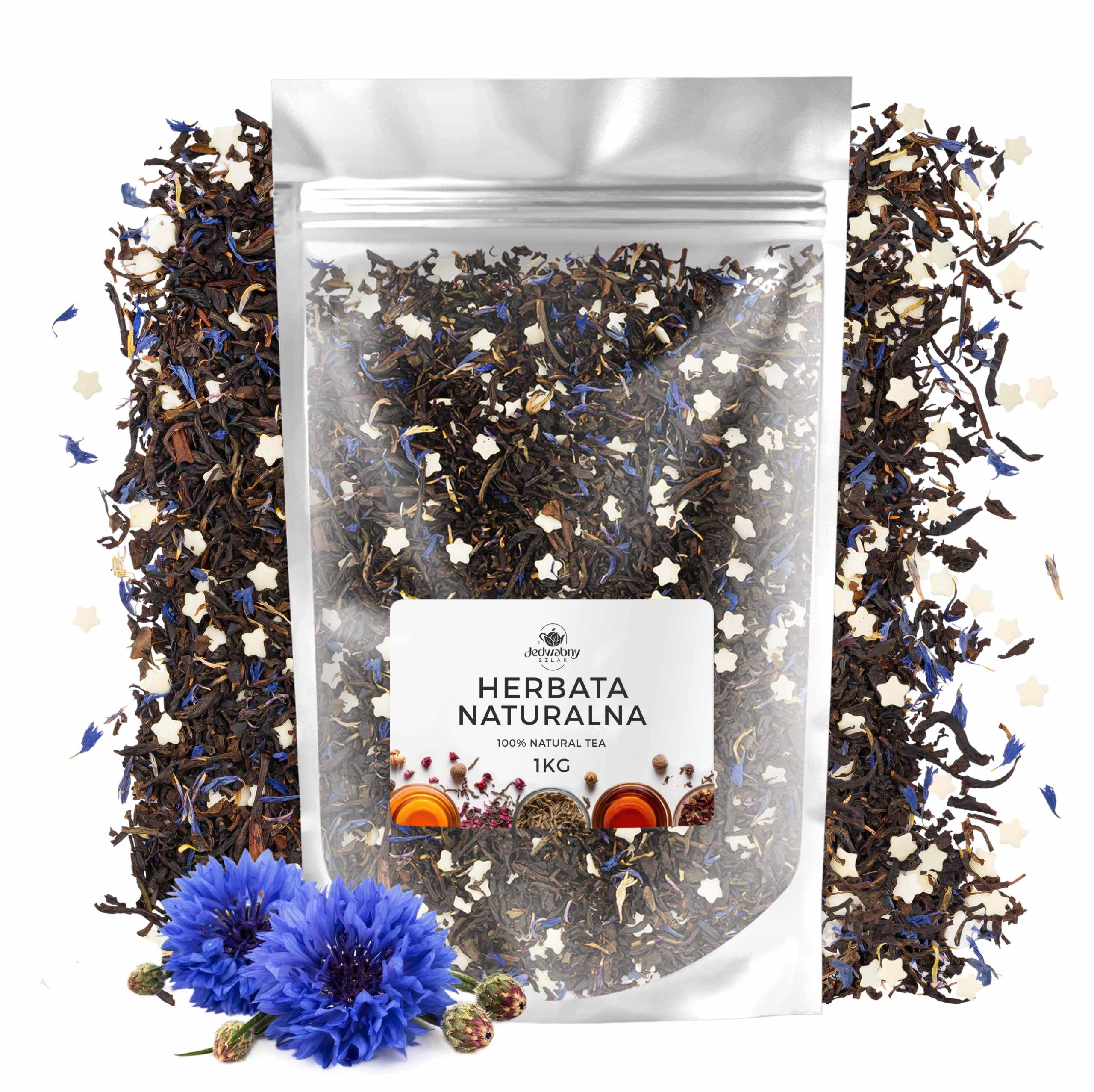 Herbata liściasta czarna Spadająca Gwiazda 1kg hurt jakość bławatek