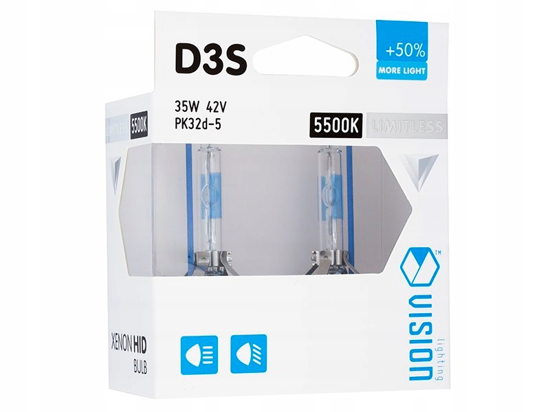 Xenónové žiarovky Vision D3S 5500K 42V 35W PK32d-5 50% Limitless White, 2