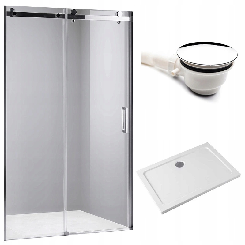 Drzwi Prysznicowe Z Brodzikiem SH03D/ST05E Chrom/biały 115-120/120x70 CM Sh