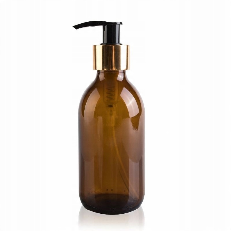

Butelka szklana brązowa 150ml z pompką złoto-czarn