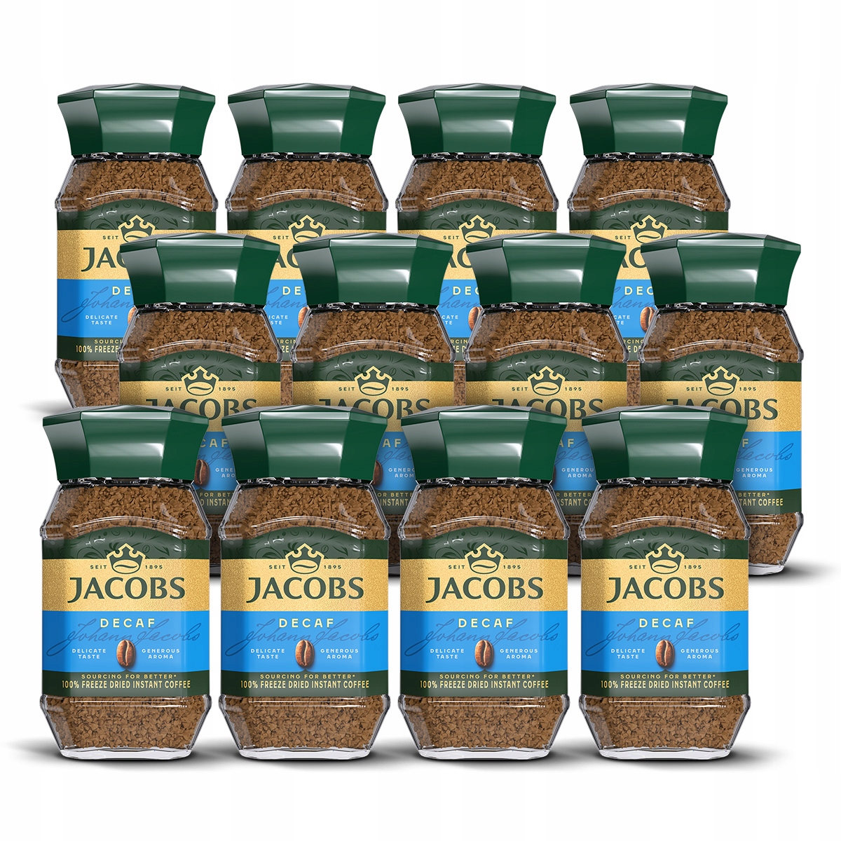 Kawa bezkofeinowa rozpuszczalna Jacobs Decaff 12x 100g