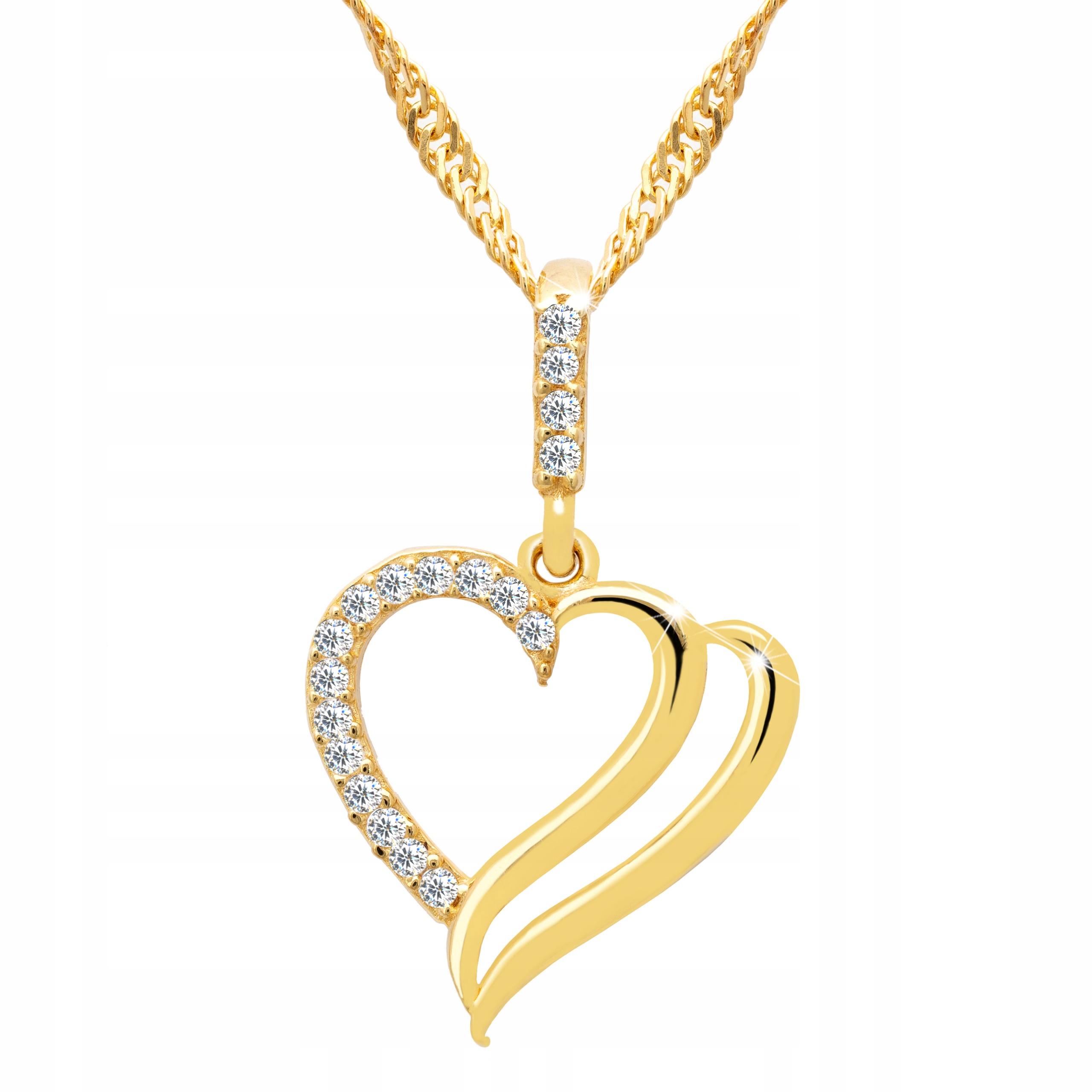 Zlatý Náhrdelník Srdce Přívěsek Řetízek 925