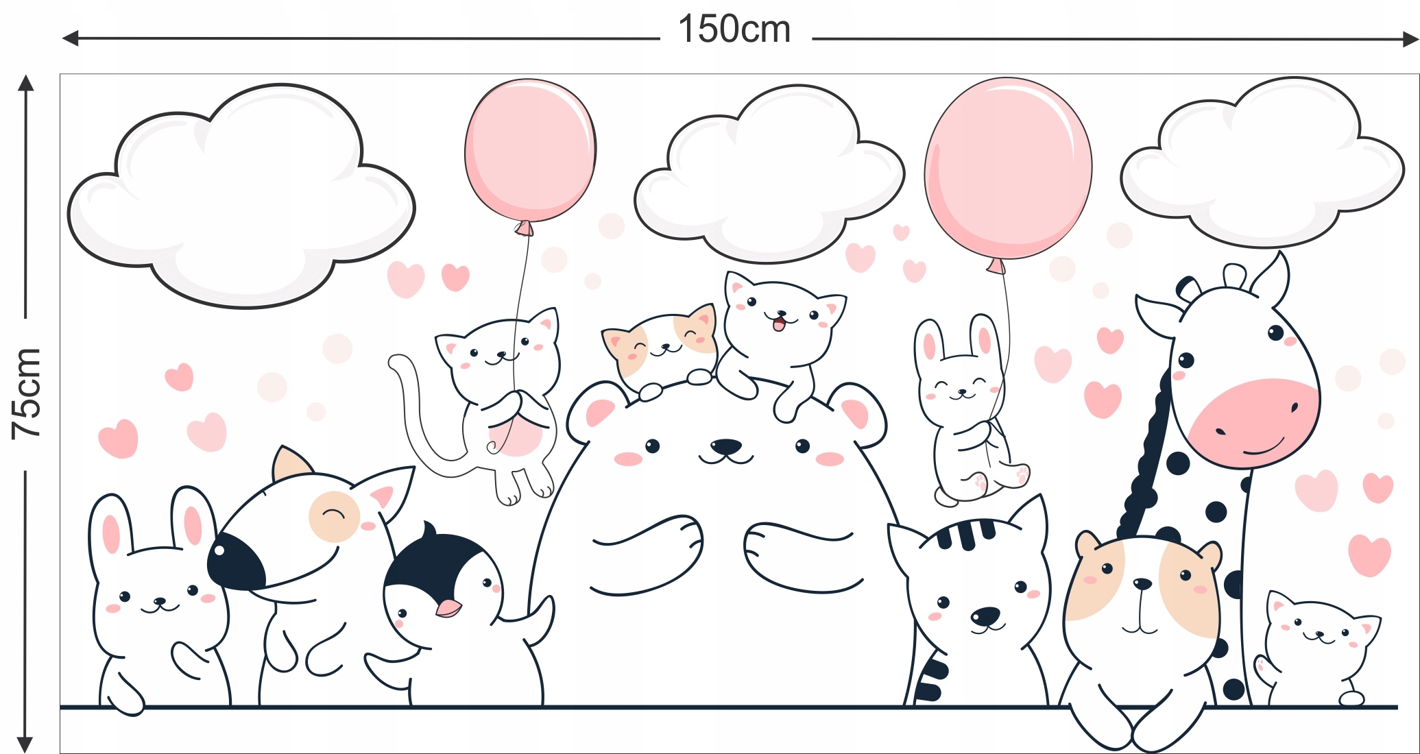 NAKLEJKI NA ŚCIANĘ ZWIERZĘTA CHMURY 75x150cm ZC Kod producenta ZC-75150