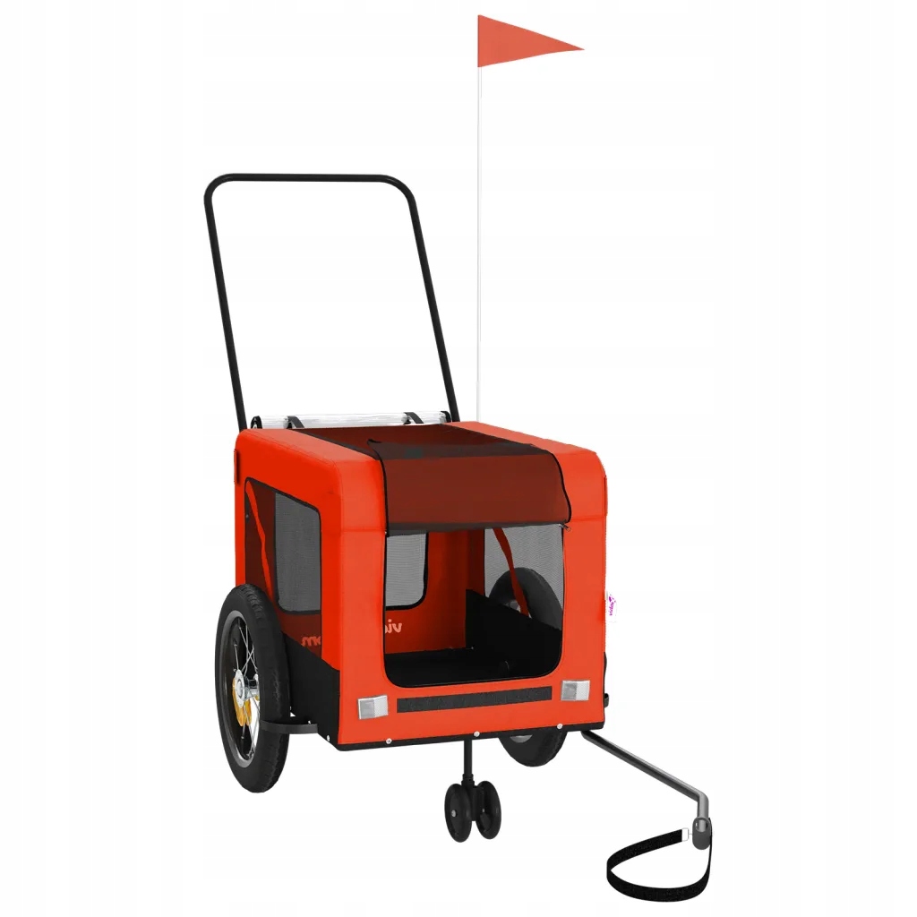 Levně Vozík za kolo pro psa oranžový a černý oxfordská tkanina/železo